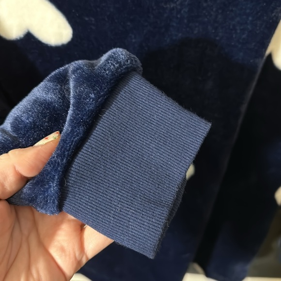 EUC LOFT Heart Velvet Sweatshirt -Blue with White Hearts - Picture 7 of 10